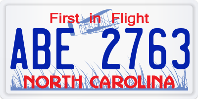 NC license plate ABE2763