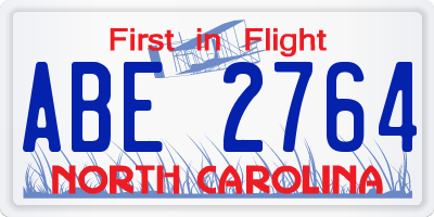 NC license plate ABE2764