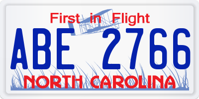 NC license plate ABE2766