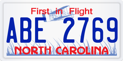 NC license plate ABE2769