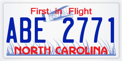 NC license plate ABE2771