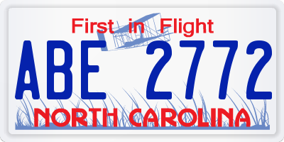 NC license plate ABE2772