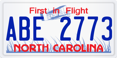 NC license plate ABE2773