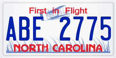 NC license plate ABE2775