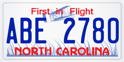 NC license plate ABE2780
