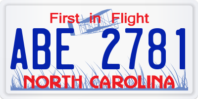 NC license plate ABE2781