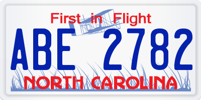 NC license plate ABE2782