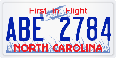 NC license plate ABE2784