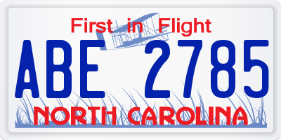 NC license plate ABE2785