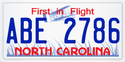 NC license plate ABE2786