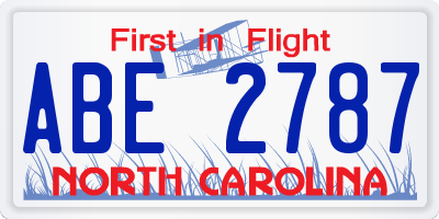 NC license plate ABE2787