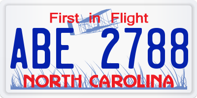 NC license plate ABE2788