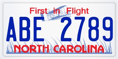 NC license plate ABE2789