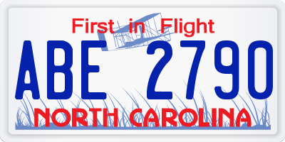 NC license plate ABE2790