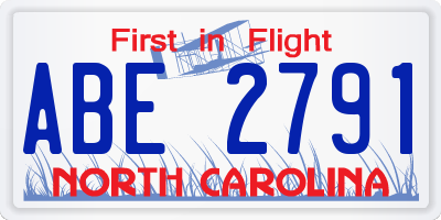 NC license plate ABE2791