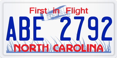 NC license plate ABE2792