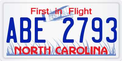 NC license plate ABE2793