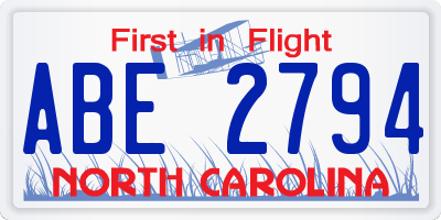 NC license plate ABE2794