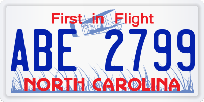 NC license plate ABE2799