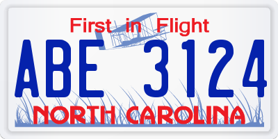 NC license plate ABE3124