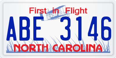 NC license plate ABE3146