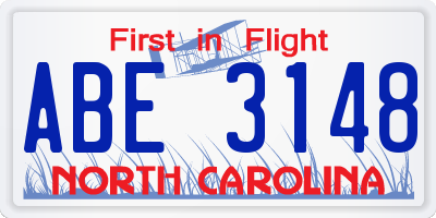 NC license plate ABE3148