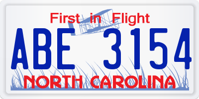 NC license plate ABE3154
