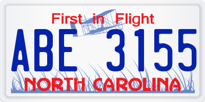 NC license plate ABE3155