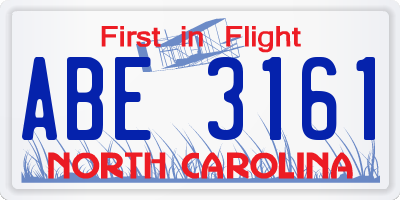 NC license plate ABE3161