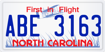 NC license plate ABE3163