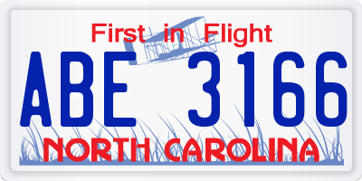 NC license plate ABE3166