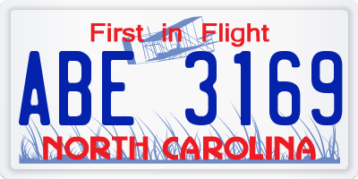 NC license plate ABE3169