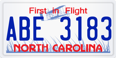 NC license plate ABE3183