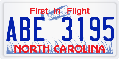 NC license plate ABE3195