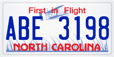 NC license plate ABE3198