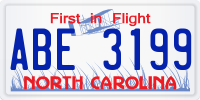 NC license plate ABE3199
