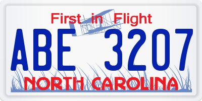 NC license plate ABE3207