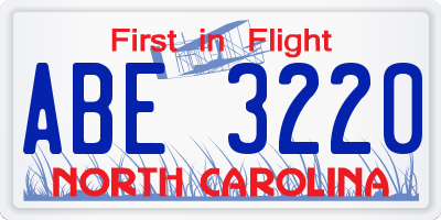 NC license plate ABE3220