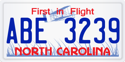 NC license plate ABE3239