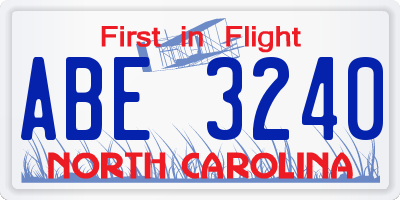 NC license plate ABE3240