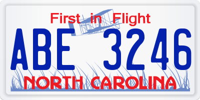 NC license plate ABE3246