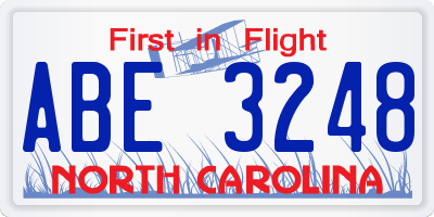 NC license plate ABE3248