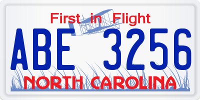NC license plate ABE3256