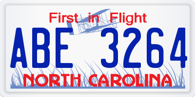 NC license plate ABE3264