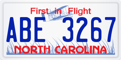 NC license plate ABE3267