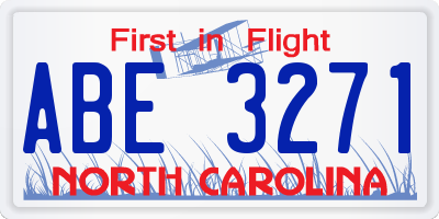 NC license plate ABE3271
