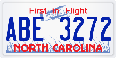 NC license plate ABE3272