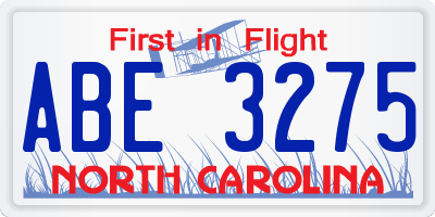 NC license plate ABE3275