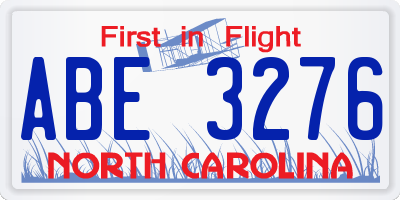 NC license plate ABE3276