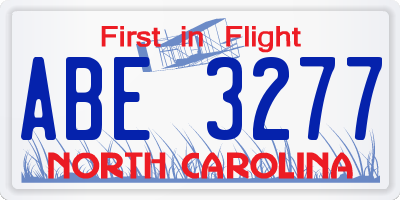 NC license plate ABE3277